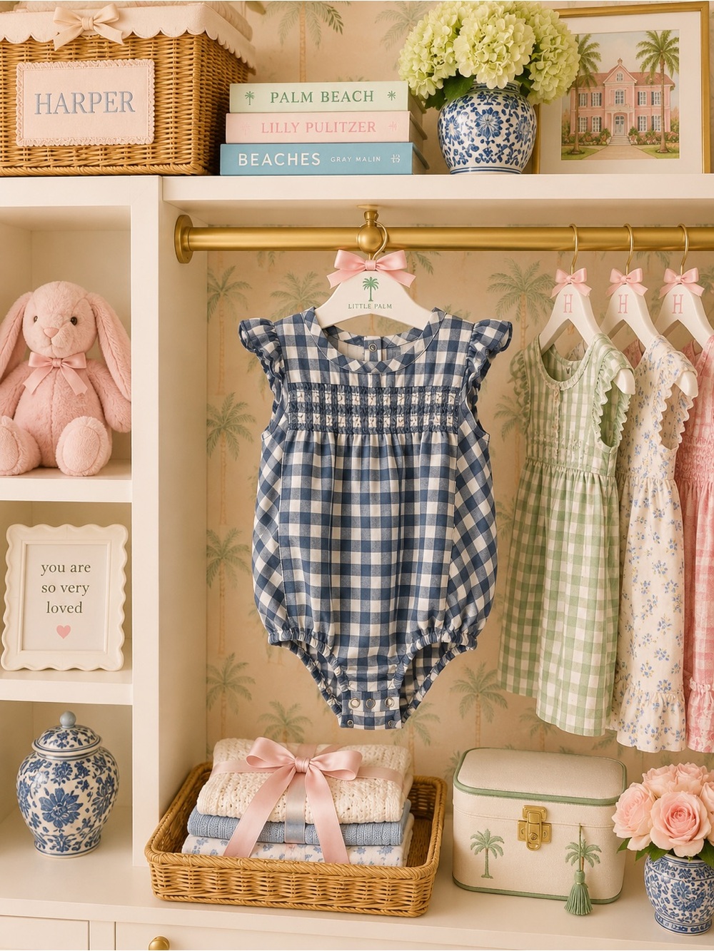 Pehr Gingham Navy and Cream Bubble Baby Size 6-12 mos